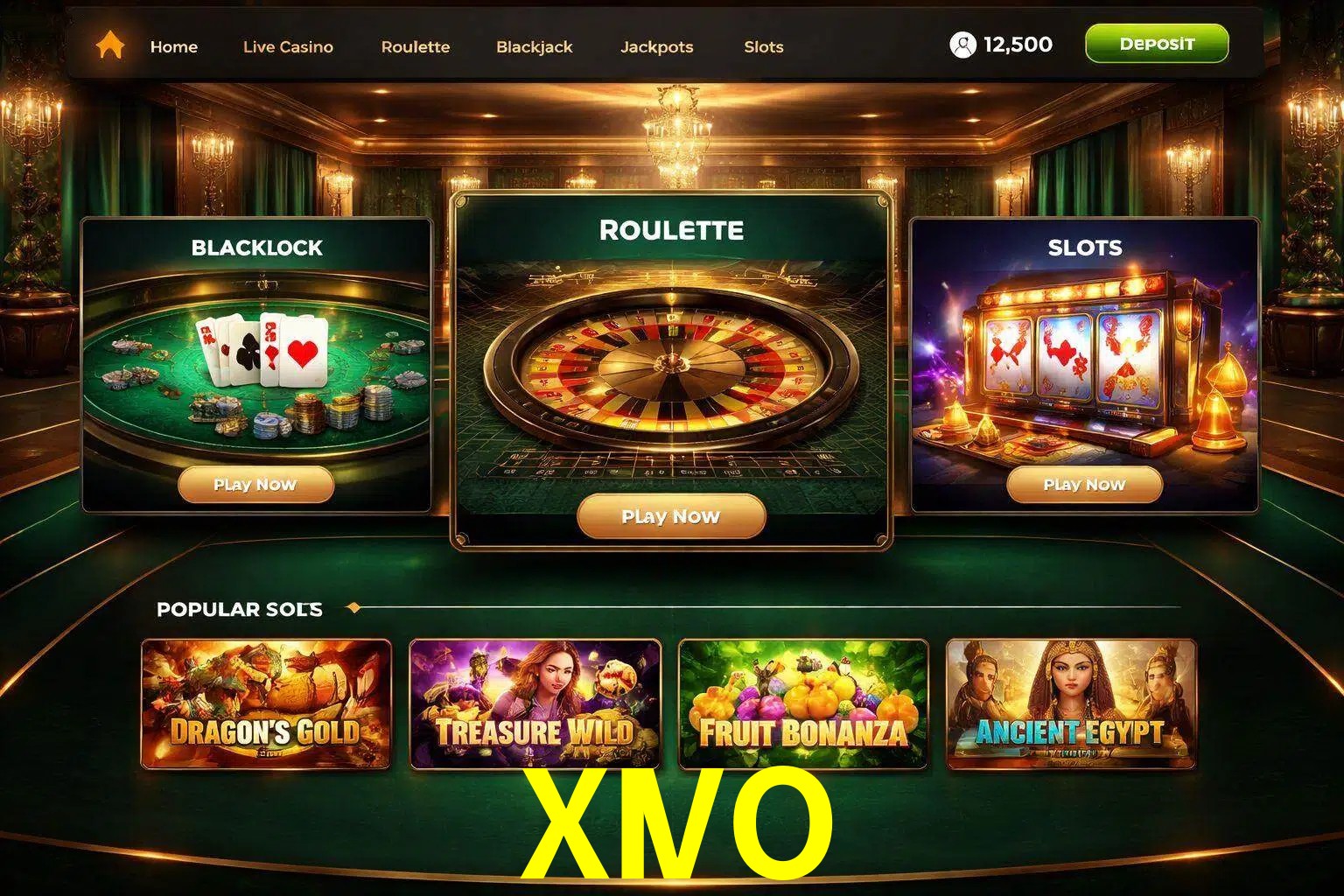 Vista de la plataforma XIVO Casino mostrando categorías organizadas de juegos en línea
